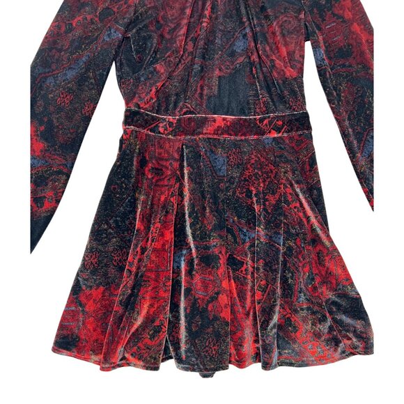 Free People Onyx Combo Printed Velvet Cut-Out Back Long-Sleeve Romper Size 0 - Picture 6 of 14